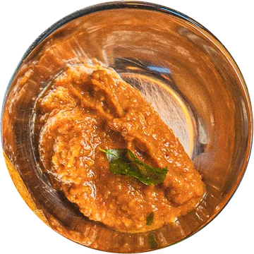 Kara chutney in a steel bowl